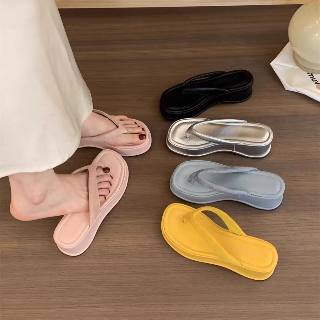 Keilabsatz High Heel Silber Kneif Zehensandalen Damenschuhe Oberbekleidung 2025 Sommer Plateau Erhöhung Schuhe Sandalen