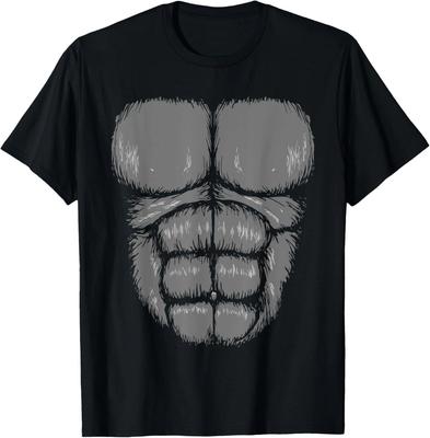 Halloween Lustiges Gorilla Affe Bauch Brust Kostüm T-Shirt