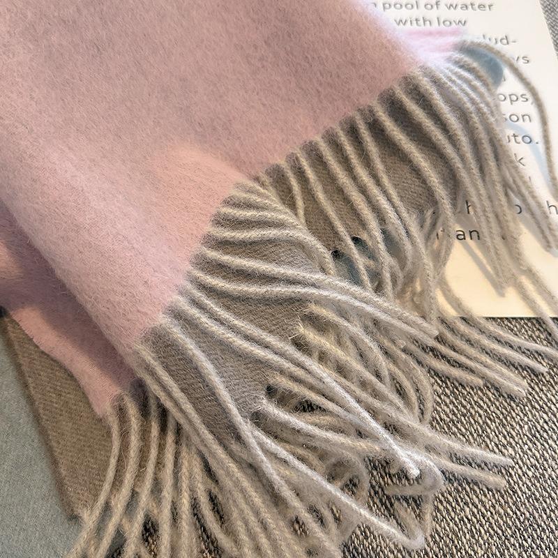 100 Pure Wool Scarves Women's Autumn Light Luxury Gradual Change Color Matching Warm Shawl