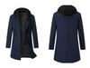 2024 Fall/Winter Hooded Faux Two-Piece Mid-Length Woolen Coat - Thick and Warm