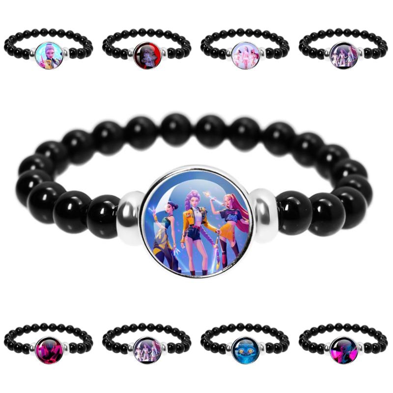 Kpop Demon Hunters Handmade Glass Beaded Bracelet Huntr-X Rumi Zoey Mira Bangles Unisex Jewelry Accessories Fans Gift