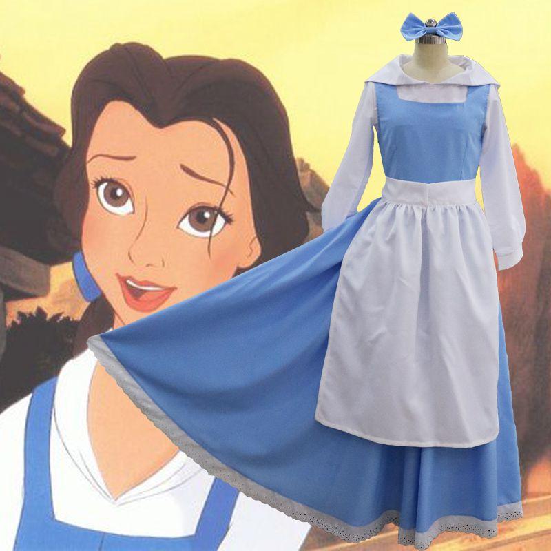 Elegant Beauty And The Beast Belle Blue Maid Dress With Exquisite Workmanship For Halloween