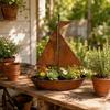 Versatile Metal Sailboats Flower Pot Artistic Sailboats Shape Alloys Planter for Home Office Or Garden Decoration