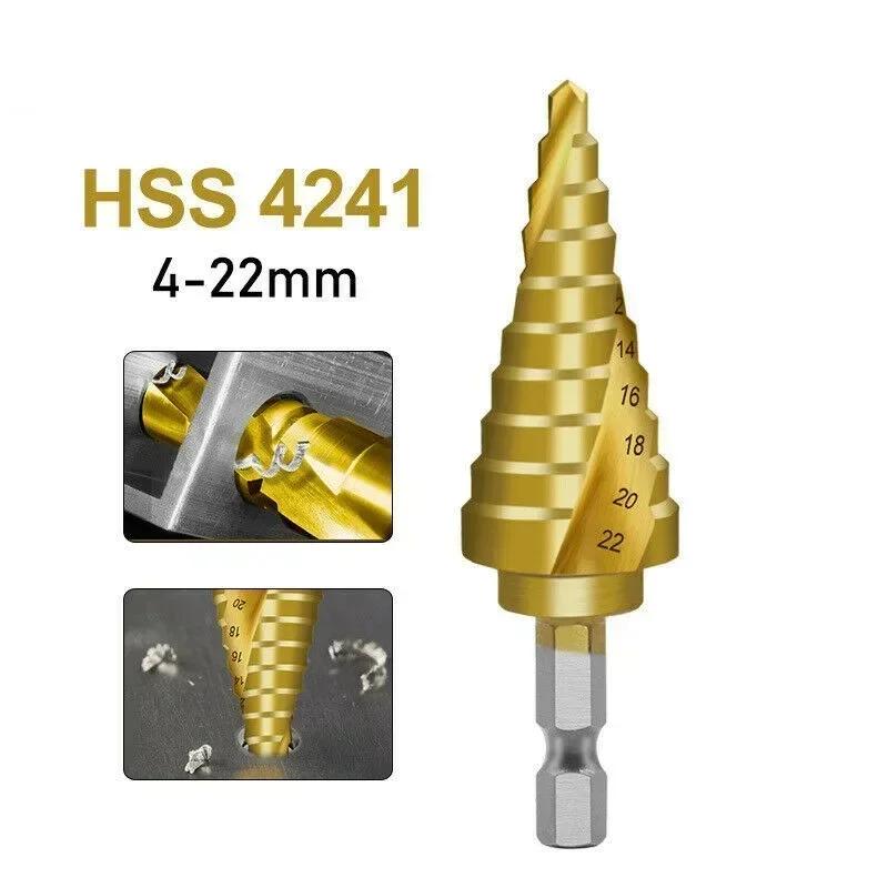 4-22mm Hexagon Screw Drill HSS Spiral Step Cone Drill Bit Carbide Drilling Tool Step Drill Bit