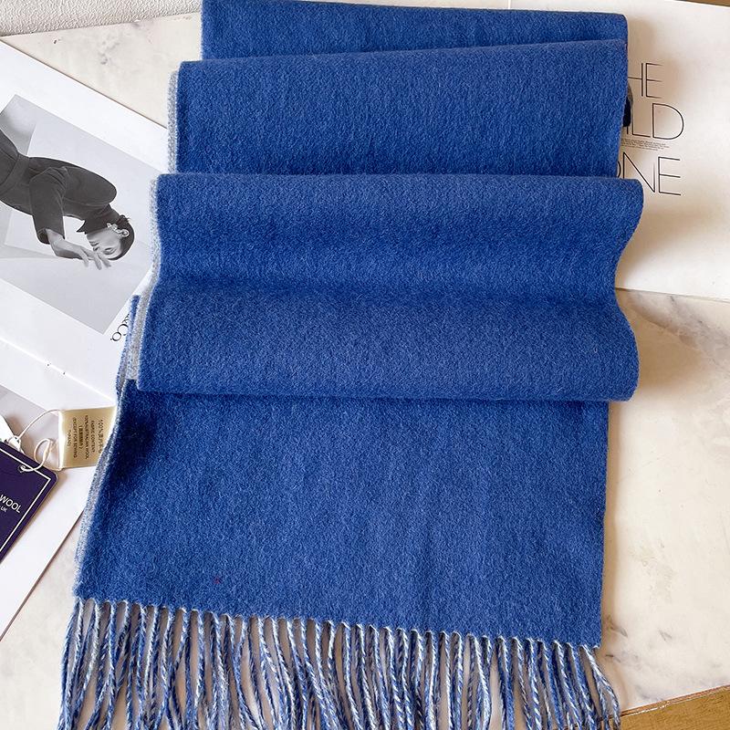 100 pure wool scarves for men's autumn and winter gray double-sided high-end gift boyfriend men's cashmere shawl