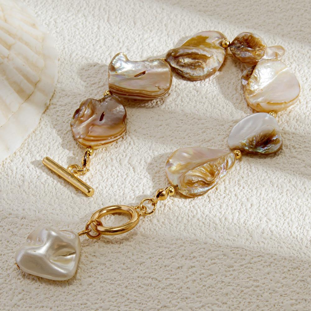 Shell Beaded Chain Bracelet Colorful Bohemian Geometry Bangle Trendy Pearl Bracelet Women