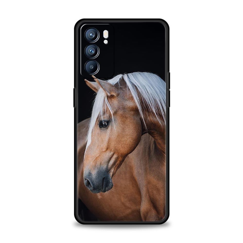 Animal Horse Phone Case For Oppo A17 A31 A54 A57 A78 A79 A98 Find X5 X6 Reno 6 7 8 10 11 12 13 F Pro 5G Soft TPU Cover Funda Bag