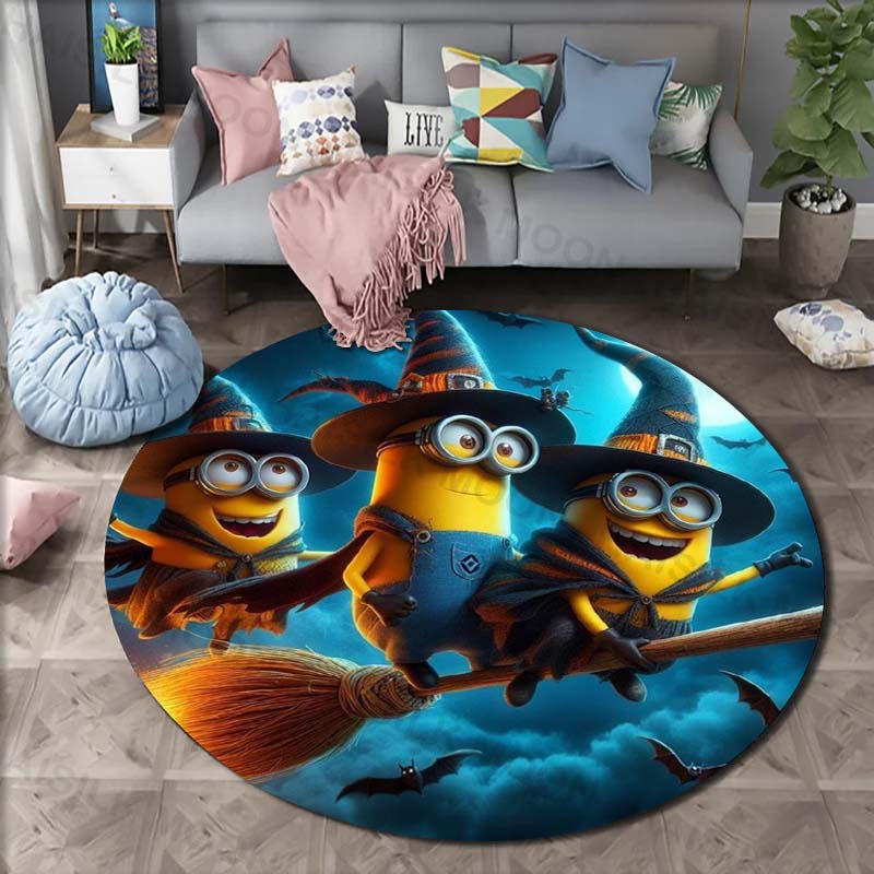 

10 Styles M-Minions Print Round Carpet Living Room Bedroom Table and Chair Sofa Decorative Mat Machine Washable Rugs Potdemiel Diameter 60cm