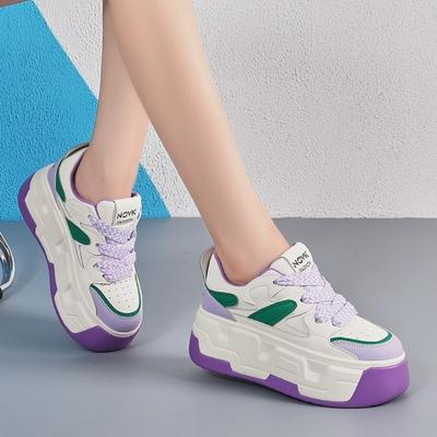 Thick Soled Versatile Board Shoes 2024 New Color Matching Temperament Vulcanized Sports and Leisure Women's Single Shoes Trafza