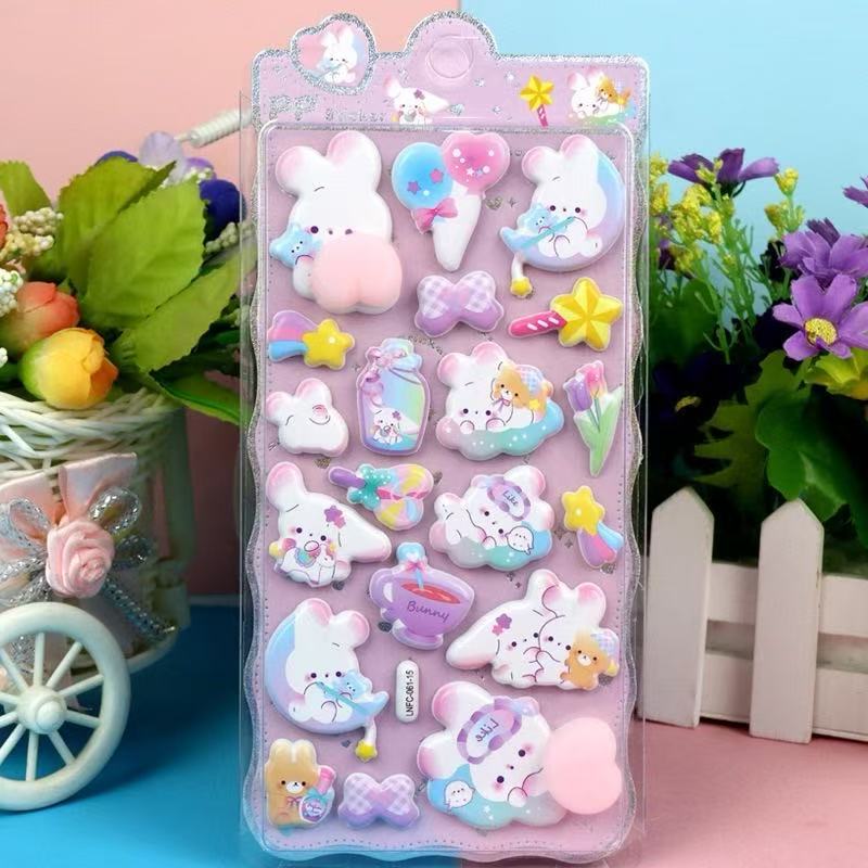 1 Sheet 3D Cute Animal Butt Stickers, Stress Relief Puffy Squishy Sticker for DIY Scrapbook Guitar Phone Case Laptop Decal
