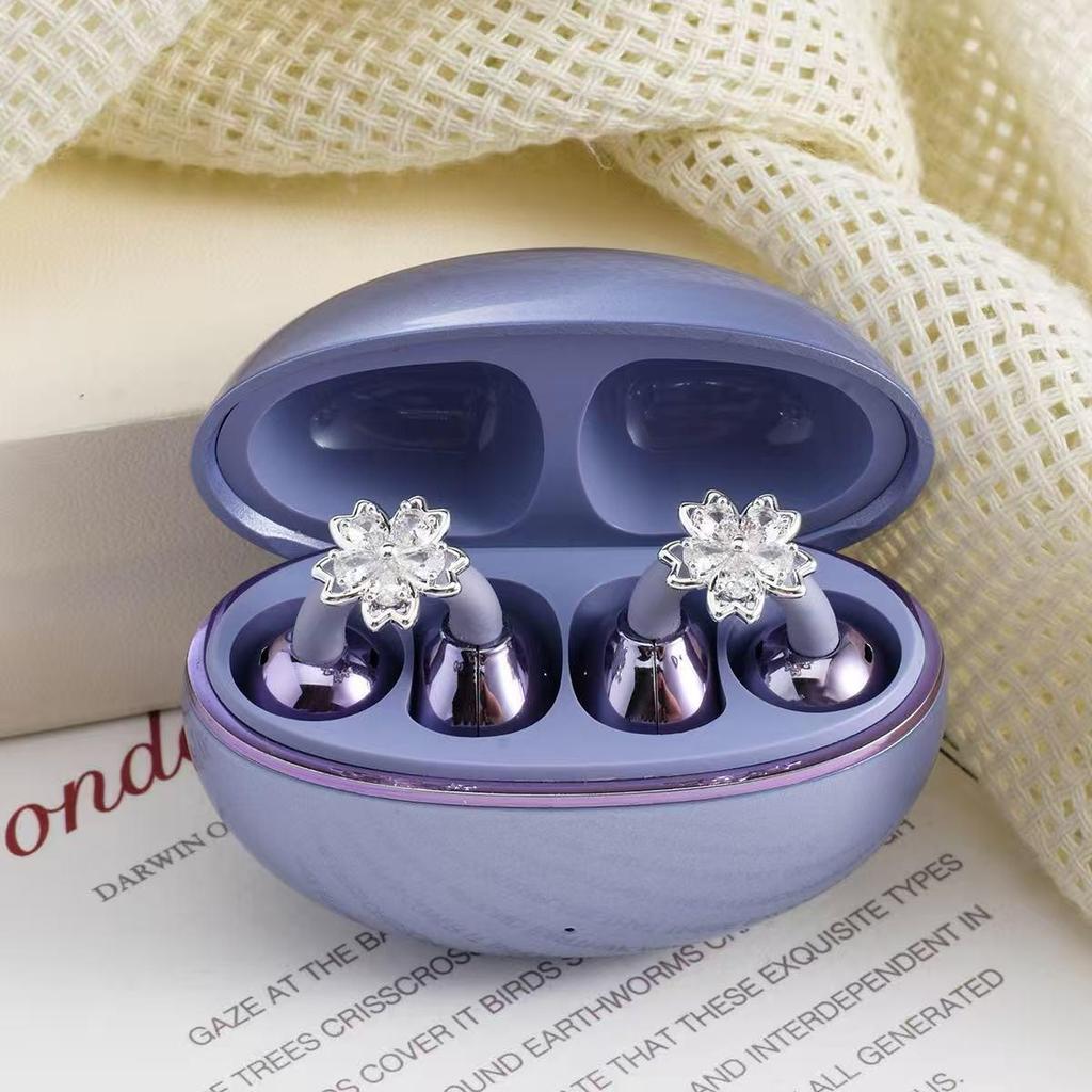 Earbuds FreeClip Borboleta Diamante Clipe de Orelha: Brinco Feminino Elegante, Luxuoso, de Alta Classe