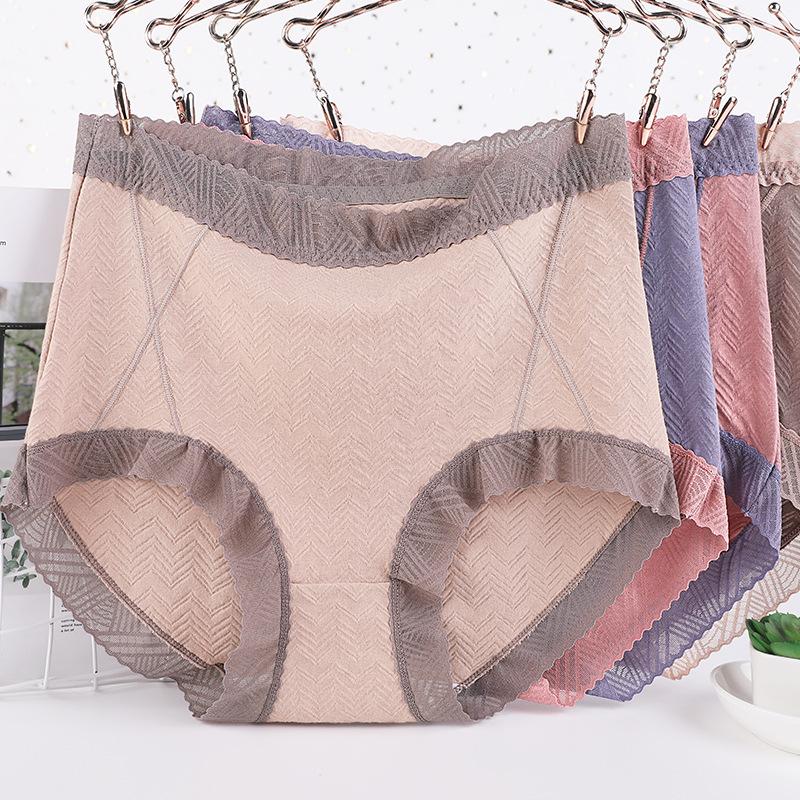 Damen-Höschen mit hoher Taille, Sommer-Baumwollspitze, Übergröße