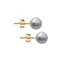 Women's Gray Round Pearl Stud Earrings 8mm