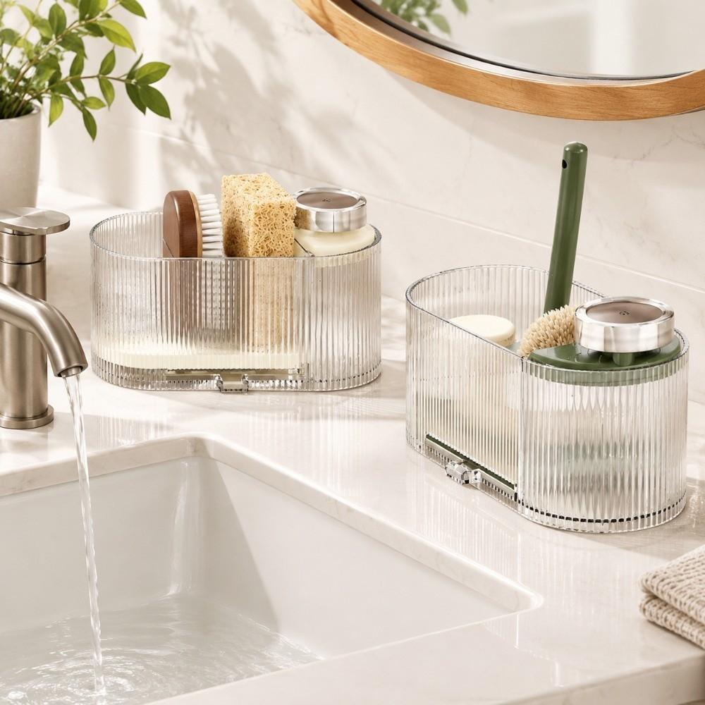 Transparent Sink Drainage Rack Plastic Sink Brush Holder Sink Storage Holder Bathroom