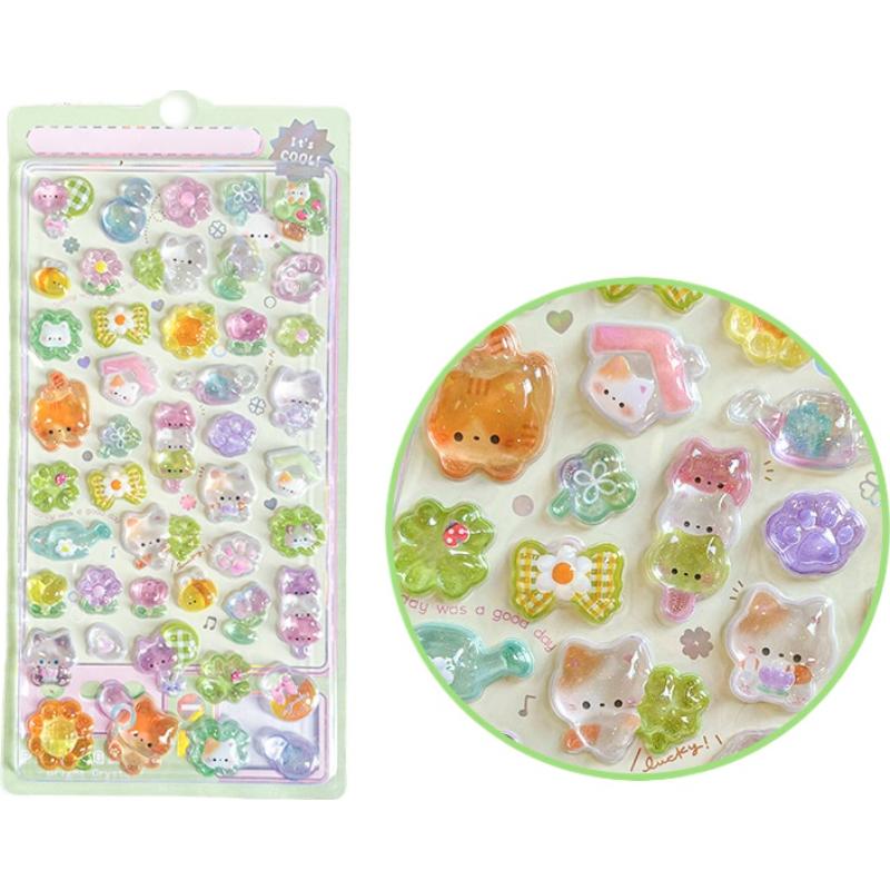 Kawaii Cartoon Animal 3D Relief Cute Stickers Children And Girls Decorative Sticker Birthday Gifts Creative Peripheral
