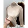 Fleece Thickened Bottoming Shirt Women's Winter Integrated Fleece Turtleneck Knitted Sweater Simple Temperament Basic Inner Top