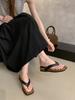 Fashion Flip Flops Indoor Outdoor Beach Sandals Silver Slip On Mules Low Heel Slippers Women's 2024 Summer Flats Slides Non-slip Trend