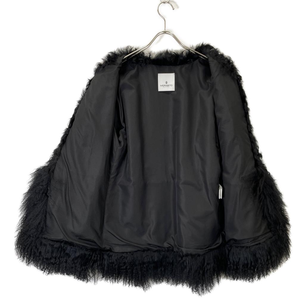 MORABITO Black lamb fur short coat coat 38 blackUsed