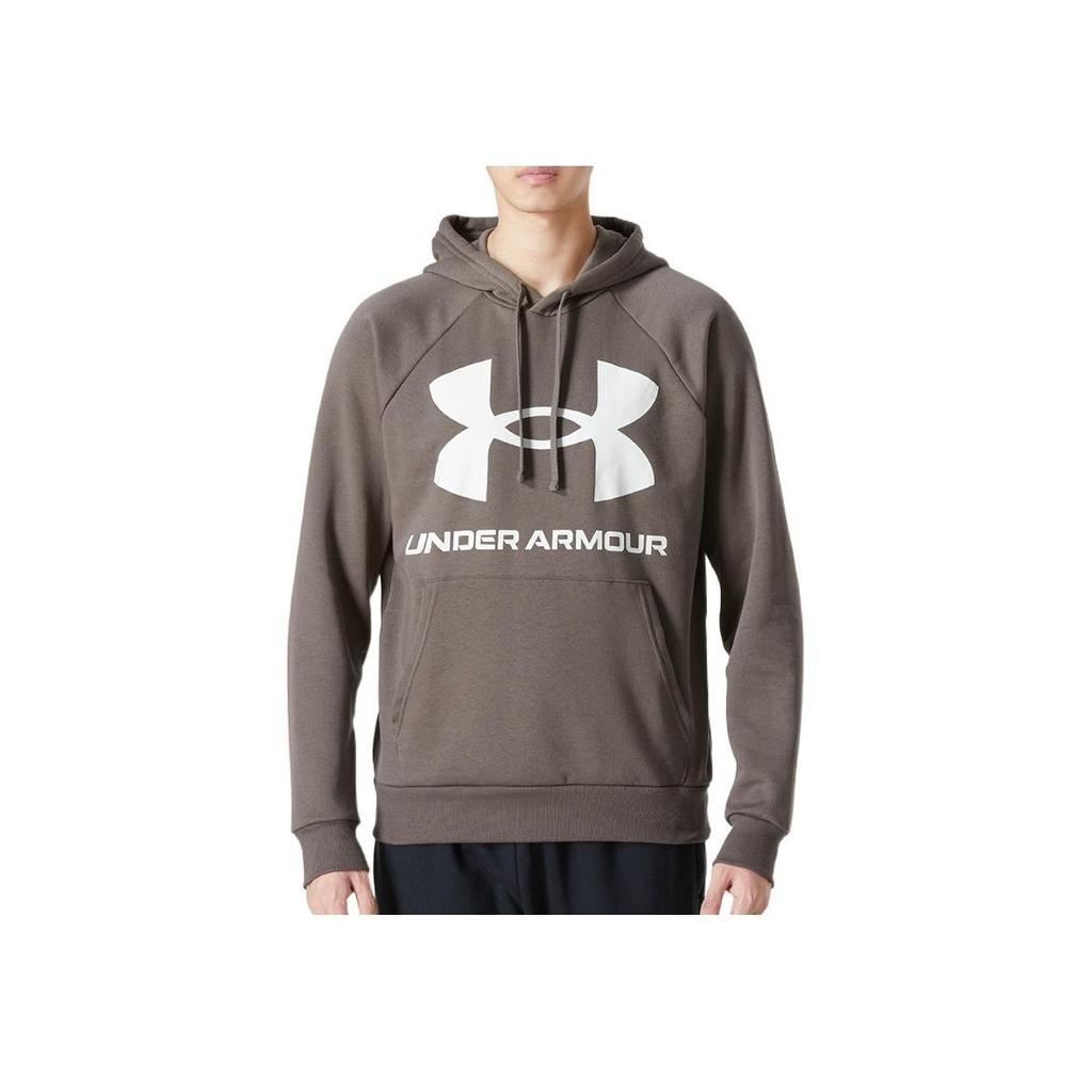 Under Armour FW22 Brand Logo Printed Drawstring Hooded Pullover Long Sleeve Sweatshirt Men sweatshirt Brown 1357093-176