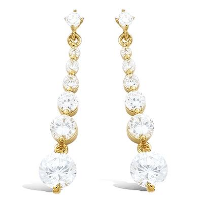 [F6268] - Gold Plated Earrings 'Déesse' Golden White - 35x6 Mm