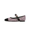 Sheepskin Version of the Same Princess Anne Xiaoxiangfeng Tweed Badge Buckle Mary Jane Single Shoes Women's Banquet Wedding Shoes