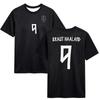 Haaland Norwegen Name & Nummer 9 T-Shirt Schwarz Atmungsaktiv Schnelltrocknend Mesh-Trikot Rundhals Lässig Kurzarm Unisex T-Shirts T-Shirt
