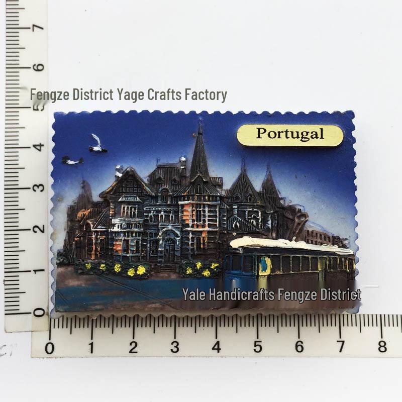 Hand-Painted Resin Magnetic Souvenir Stickers from Portugal