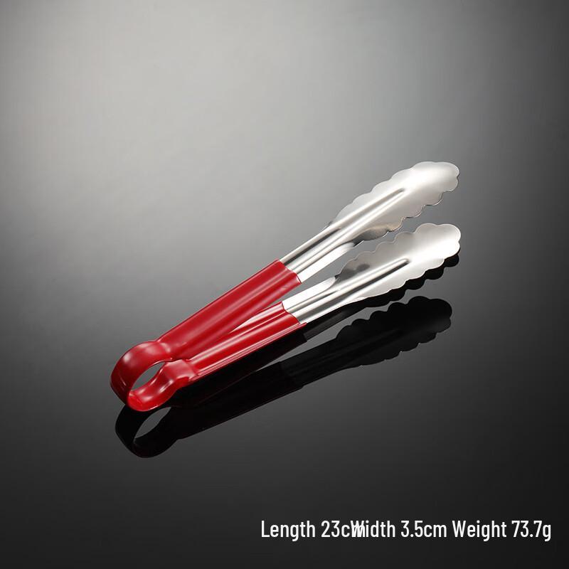 Qianxing Stainless Steel Red Handle Food Tongs