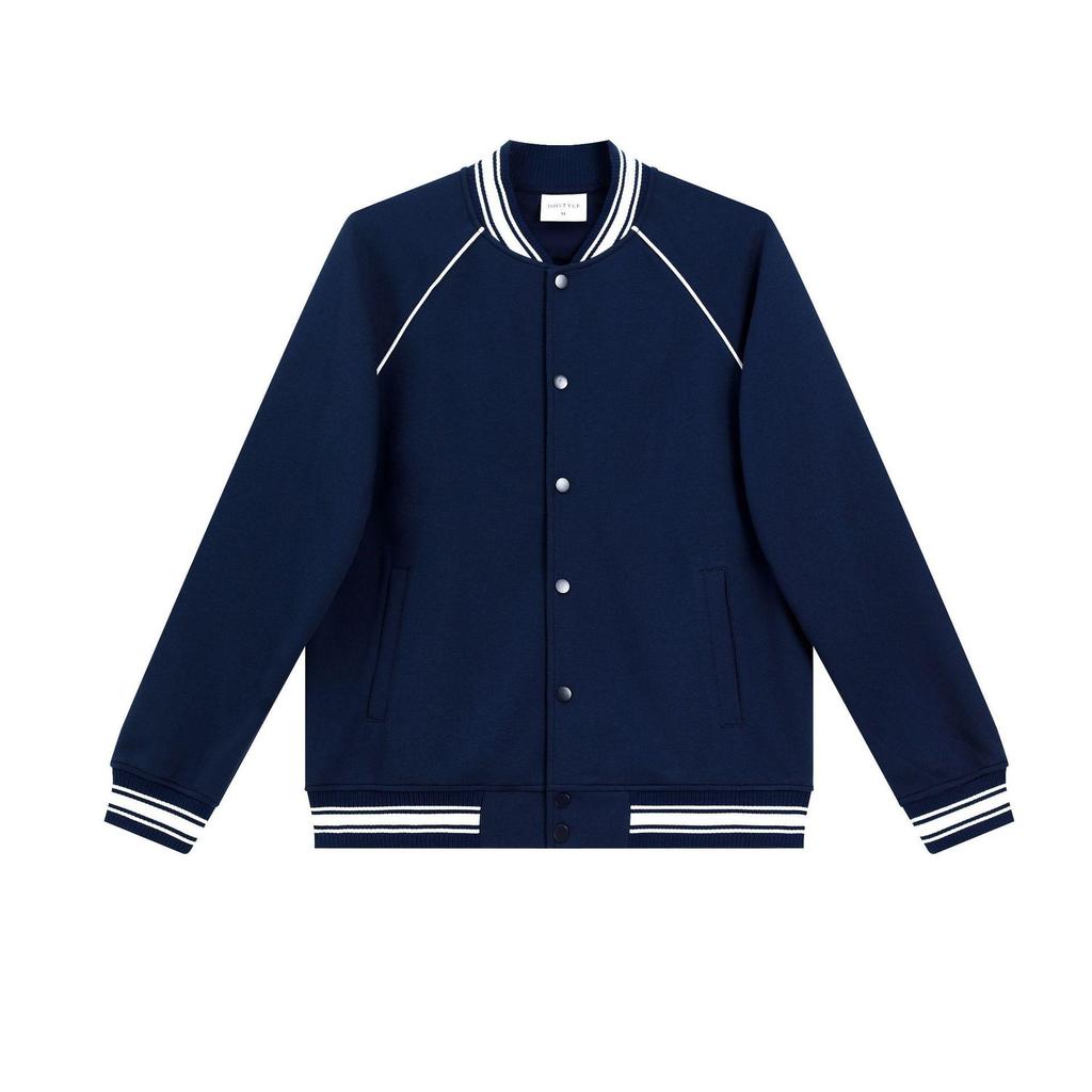 Autumn/Winter Color Block Unisex Cotton Blend Baseball Jacket - Heavyweight 380g College Style Hoodie Cardigan
