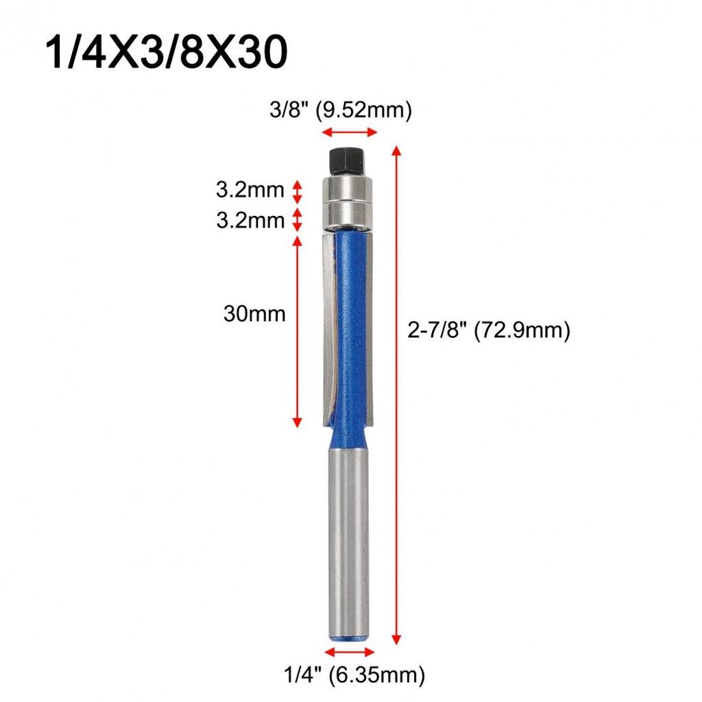 1PC 1/4 Shank Trim Router Bit with Bearing for Wood Template Bit Milling Cutter