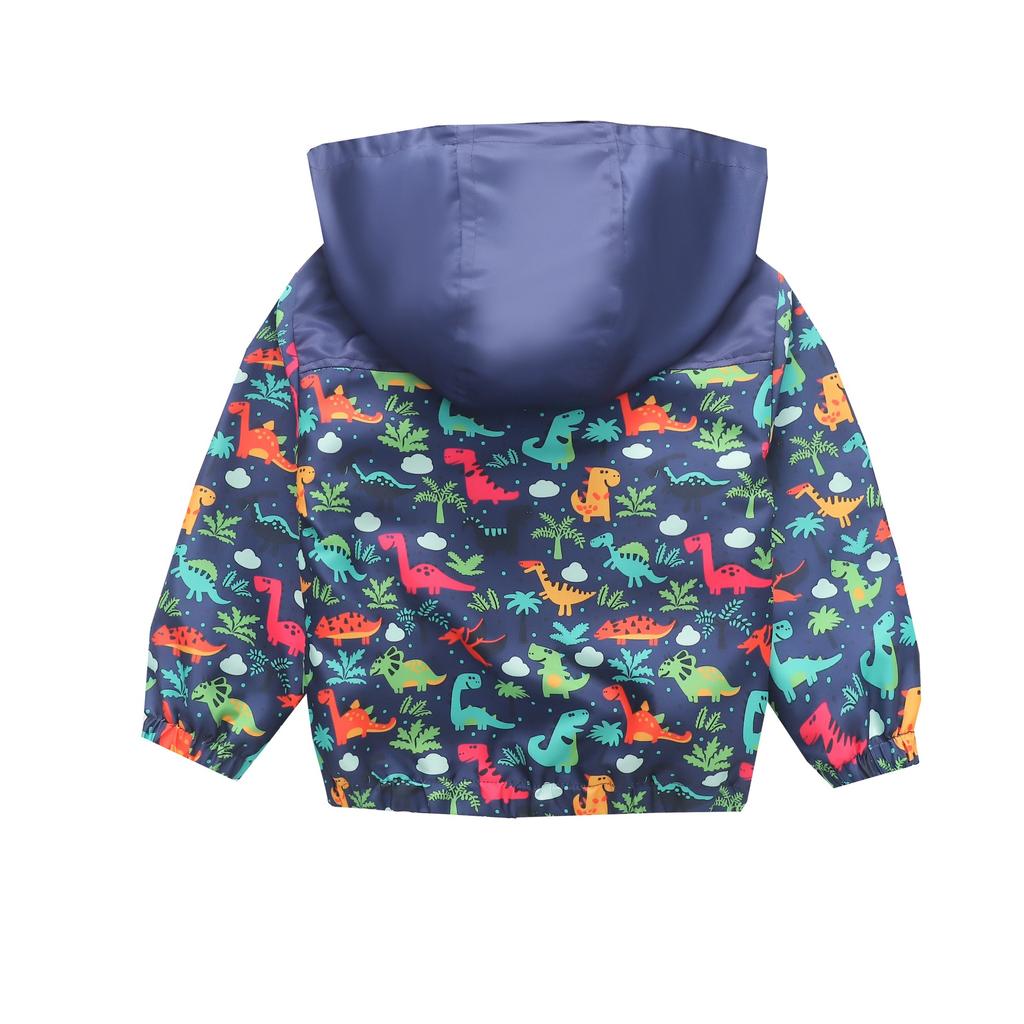 Boys and Girls Children's Clothing In Small Children Printed Fashion Splicing Casual Hooded Zipper Jacket Jacket
