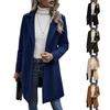 Damen Lässiger Eleganter Wollmantel Einfarbig Locker Geschnitten Langärmlig Tasche Mode Oberbekleidung