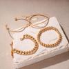4pcs Punk Curb Cuban Chain Bracelets Set for Women Simple Thick Gold Color Charm Bracelets Fashion Jewelry Accessories New