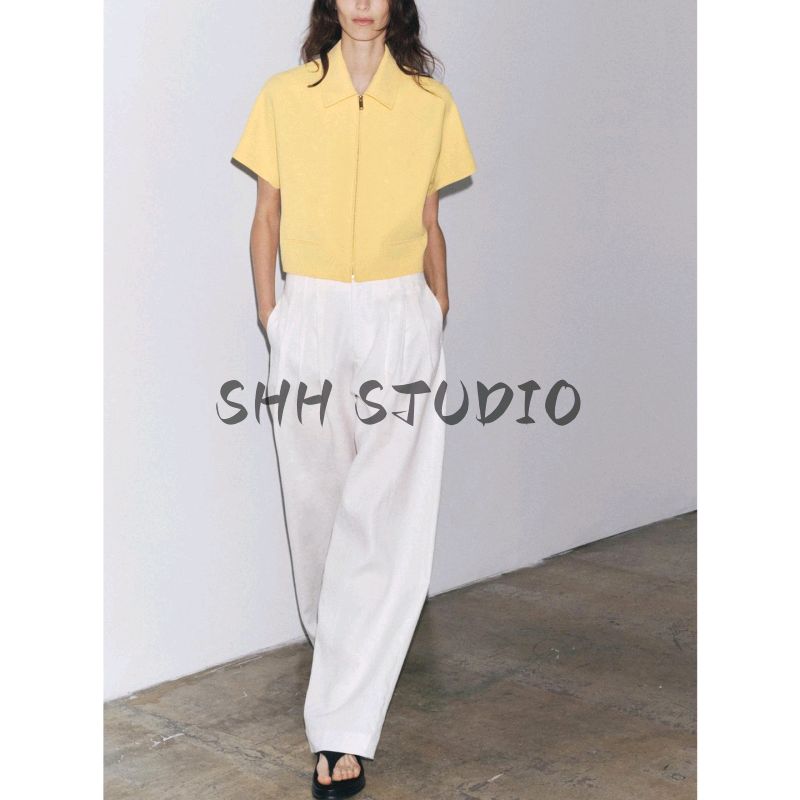 Lapel T-shirt Shory Style Outwear 8491053 8491053 Straight-leg Mid Waist Casual Pants 8491054