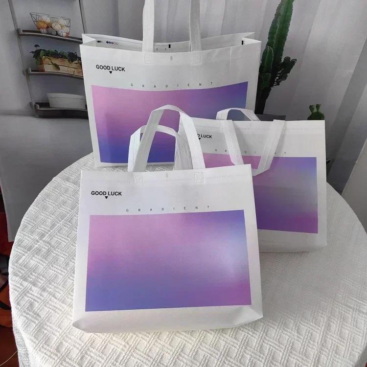 10pcs Non-woven Fabric Handbag Film Covering Waterproof Shopping Bags Strong Handle Package Bag Clothing Gift Pack Portable Bags