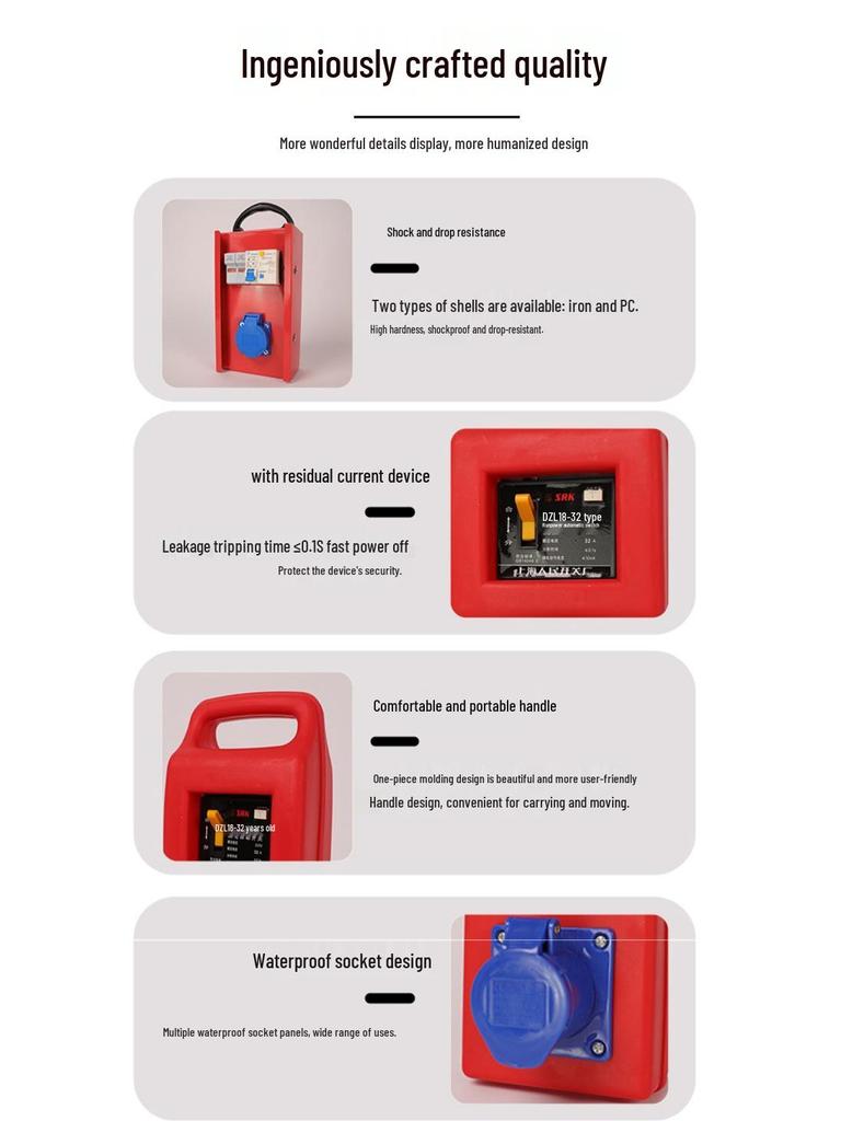 Compact Industrial Power Strip with RCD and Display for Construction Sites