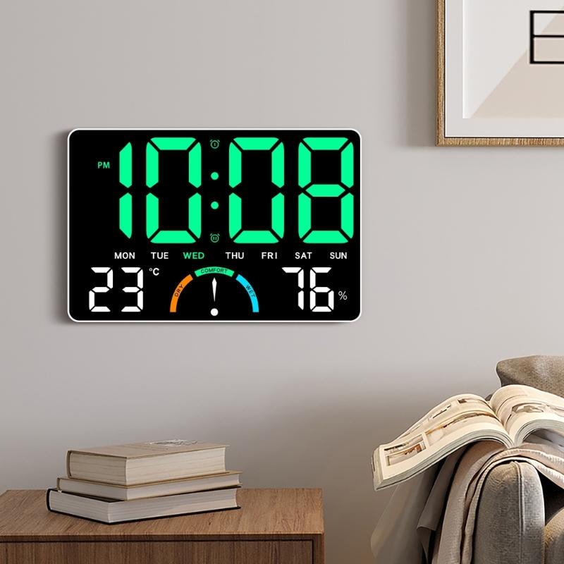 High Visibility Large Screen LED Digital Clock Temperature Humidities Display
