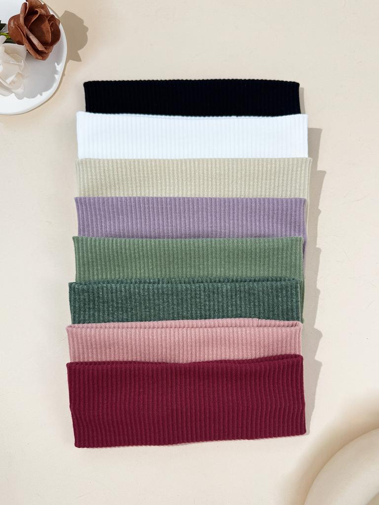 8pcs Solid color casual versatile simple sports fitness sweatband headband