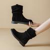 Slimming Round Boots, Women's Shoes, Retro Casual Boots, Versatile Mid-calf Boots