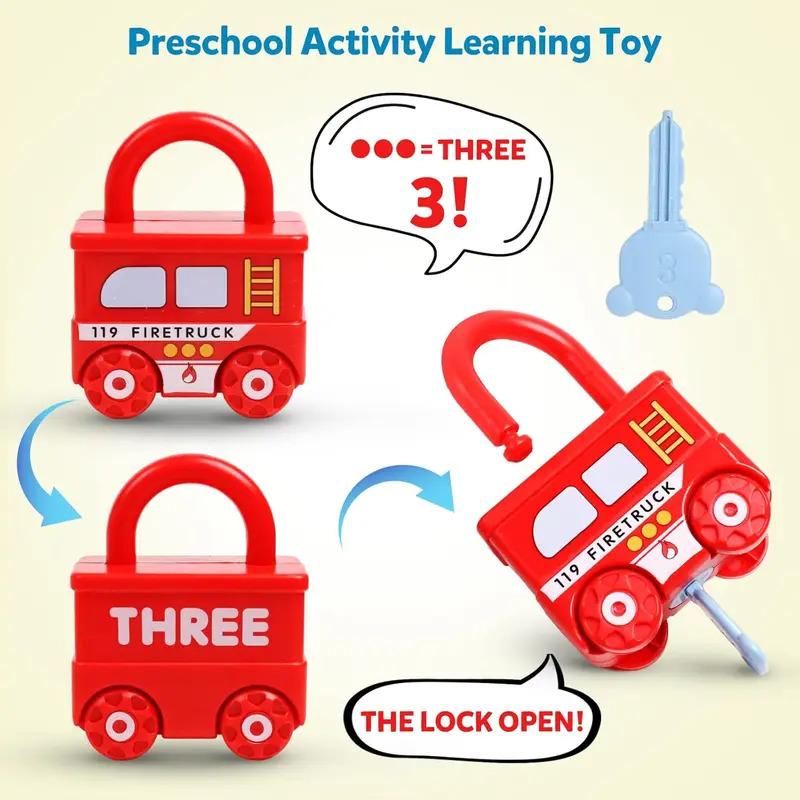 Educational Car Shaped Puzzle Matching Lock Toy with Key for Children - Intellectual Development Cognition Buckle Unlocking Game