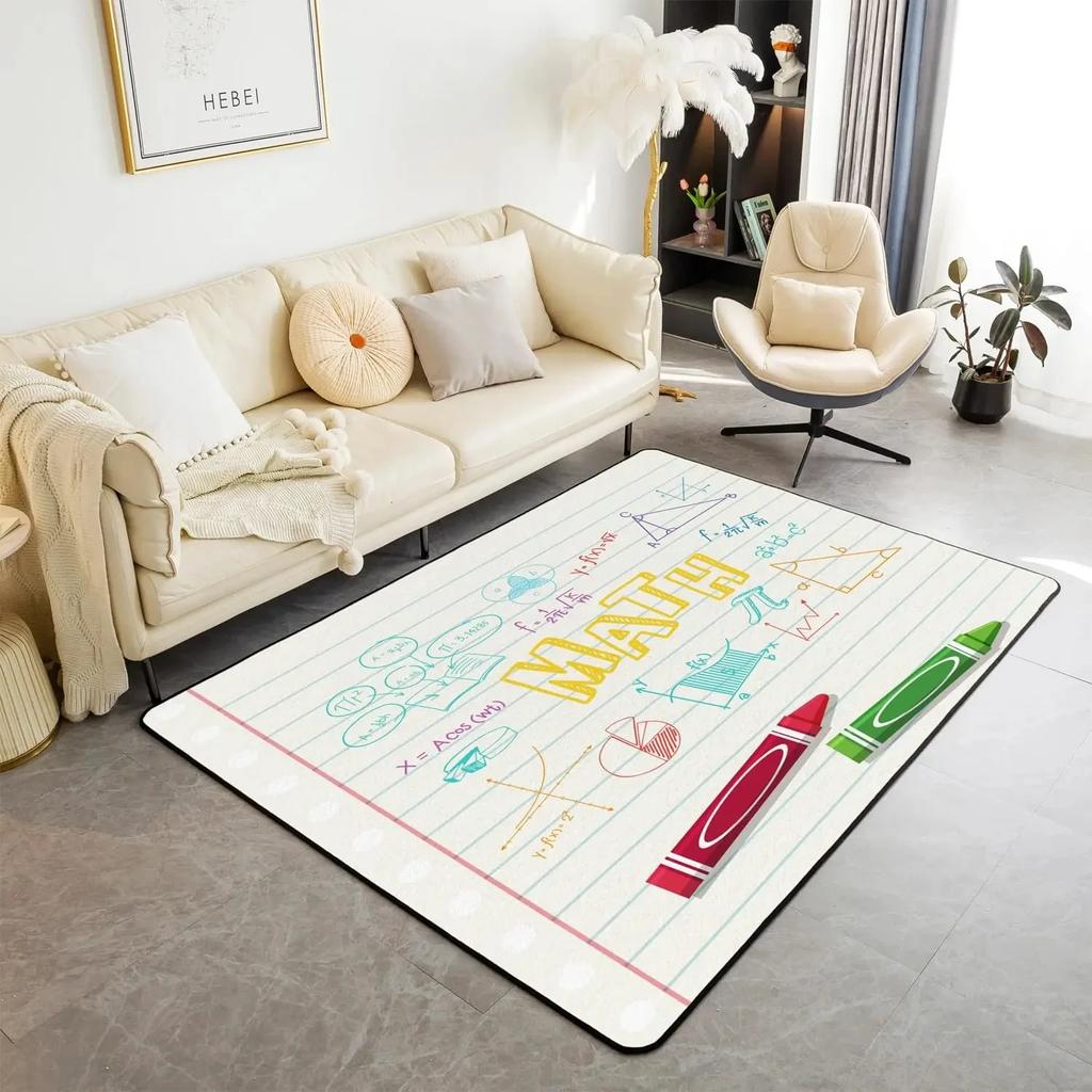 Math Theme Area Rug Math Equation Rugs for Boys Girls Math Geometry Science Style Carpet Mathematics Formula Indoor Floor Mat