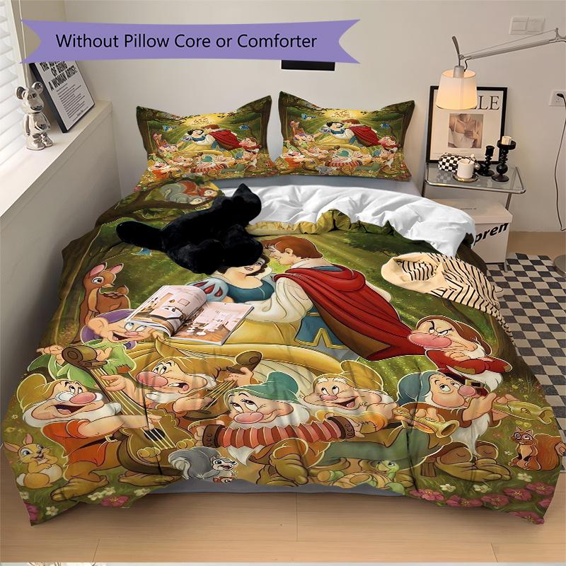 3pcs Prince Charming & Snow White Print Cover Set Ultra Soft, Breathable, and Comfortable Bedding with Stylish Design for Bedroom and Guest Room