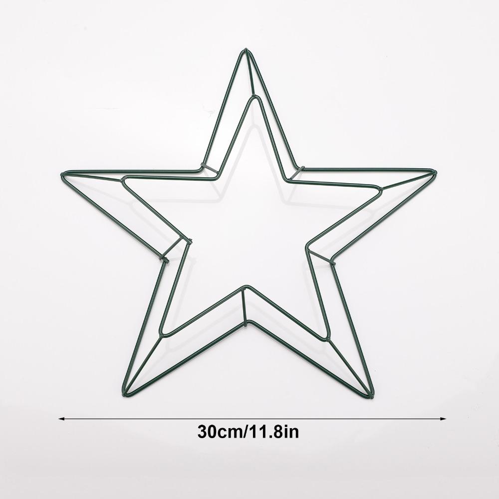 DIY Crafts Supplies Metal Wire Star Wreath Frame 11.8 Inch Green Metal Wreath Form Star Star Shaped Rings Christmas Decorations