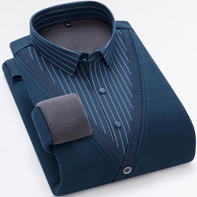 Men's long-sleeved shirts with fleece and thickening are trendy and versatile on the street. They are of high quality and cool