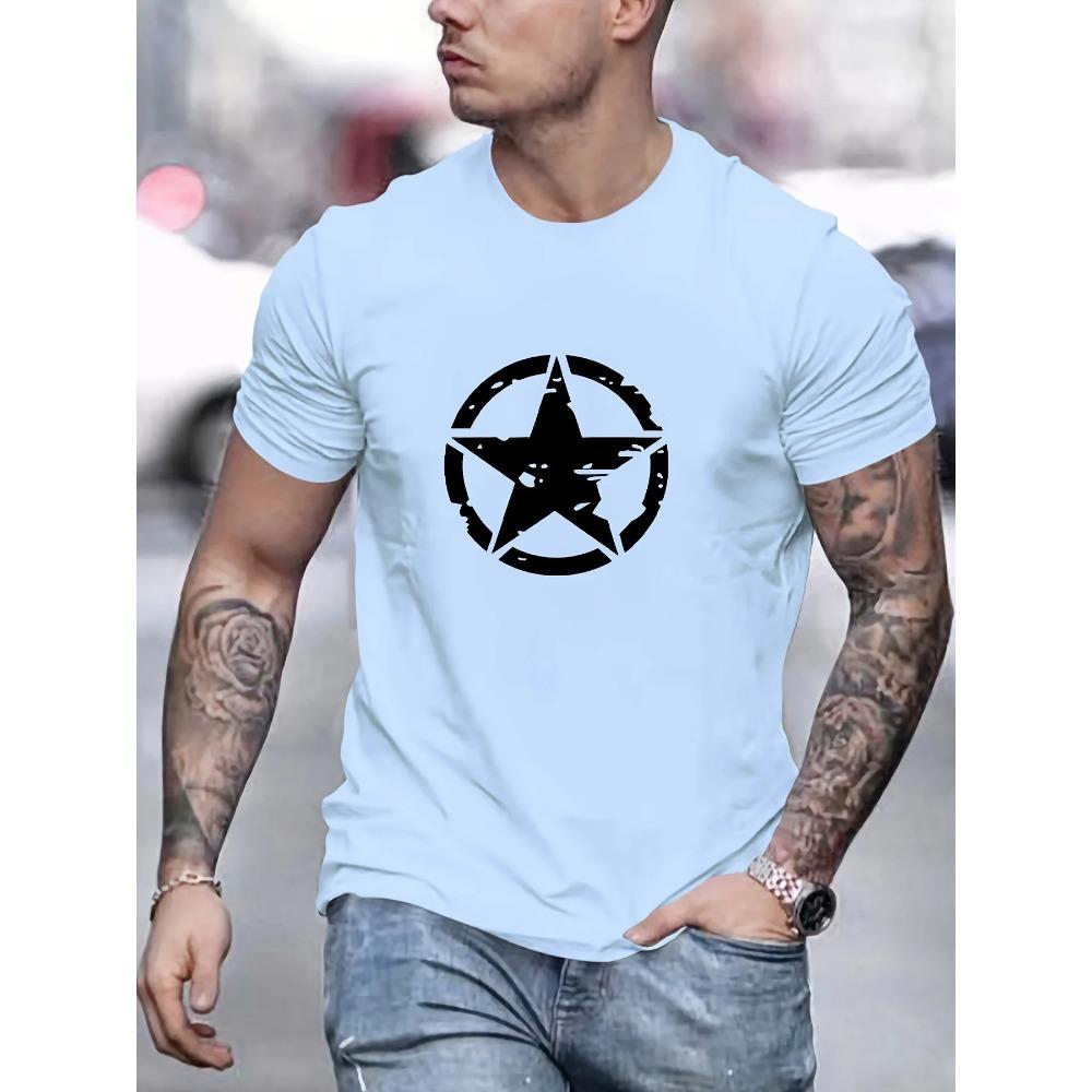 Maglietta estiva da uomo 100% cotone comoda casual ampia oversize con grafica stampata logo stella sportiva girocollo maniche corte