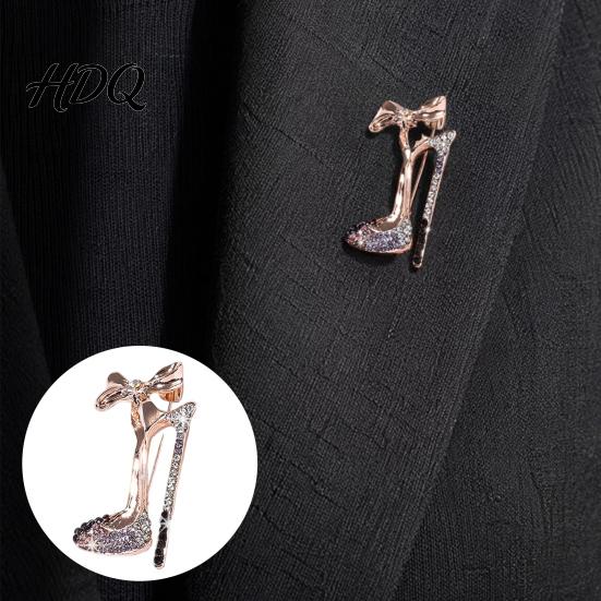 Sparkling Brooch Pin Pin High Heels Bow Shape Lapel with Layered Rhinestone Rhinestones Women Badge for Suits Coats Bags Accessories Wear-resistant