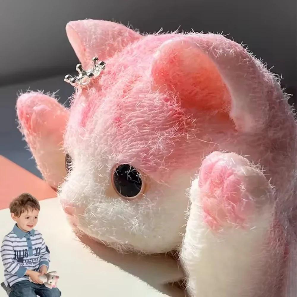 1× Squishy Cat Stress Relief Cute Flocking Squeeze Cat Soft Sticky Kitten Abreact Fidget Doll Home Decor Anxiety Relaxation Gift