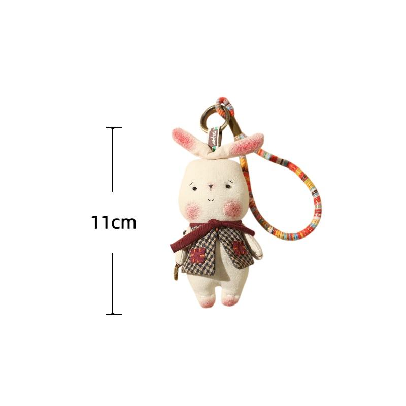 Fabric Handmade Animal Plush Toy Pendant Pig Rabbit Bear Stuffed Doll Keychain Backpack Pendant Car Key Holder Birthday Gifts