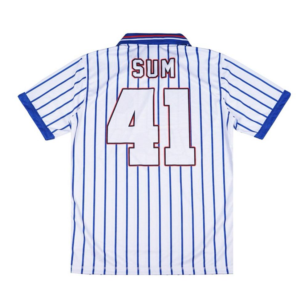 Sum41 Band Polohemd Unisex Gestreift Kurzarm Jersey Blau Weiß Vertikaler Streifen 3-Knopf-Kragen Sport Oberteil T-Shirt Herren Damen