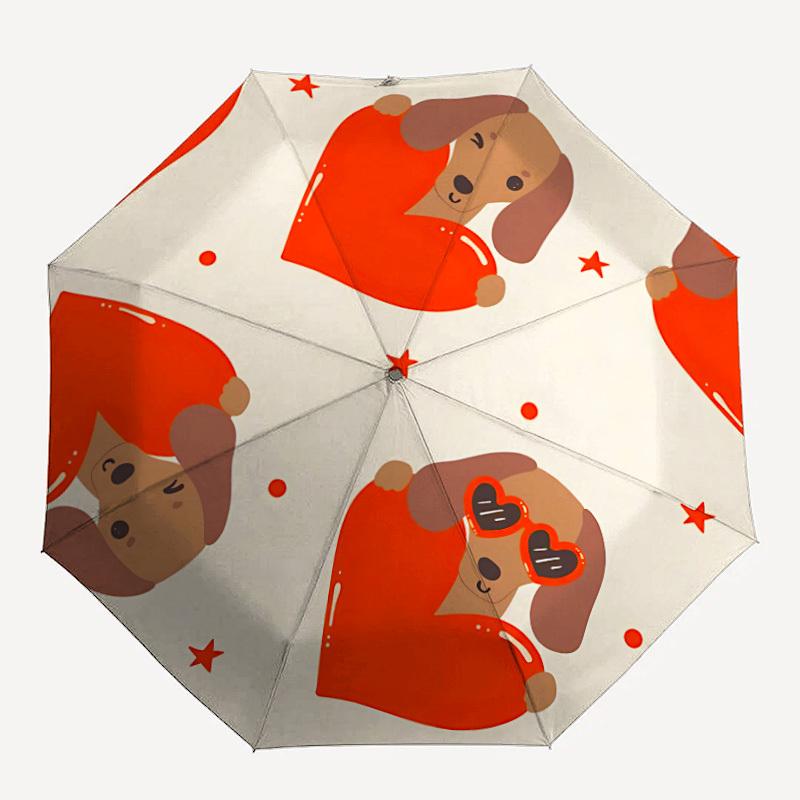 1pc Dogs Heart Open/Close Folding Umbrella, All- Portable Umbrella for & Men, Stylish Accessory (Holiday Gift) 8-Rib Yy251213125